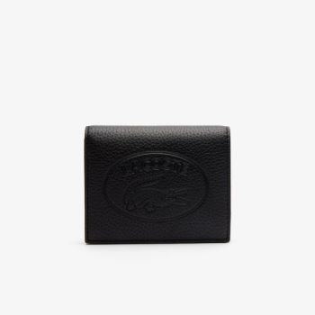 Lacoste Croco Crew Grained Leather Snap Wallet - Peněženka Dámské Černé | CZ-sz06OS